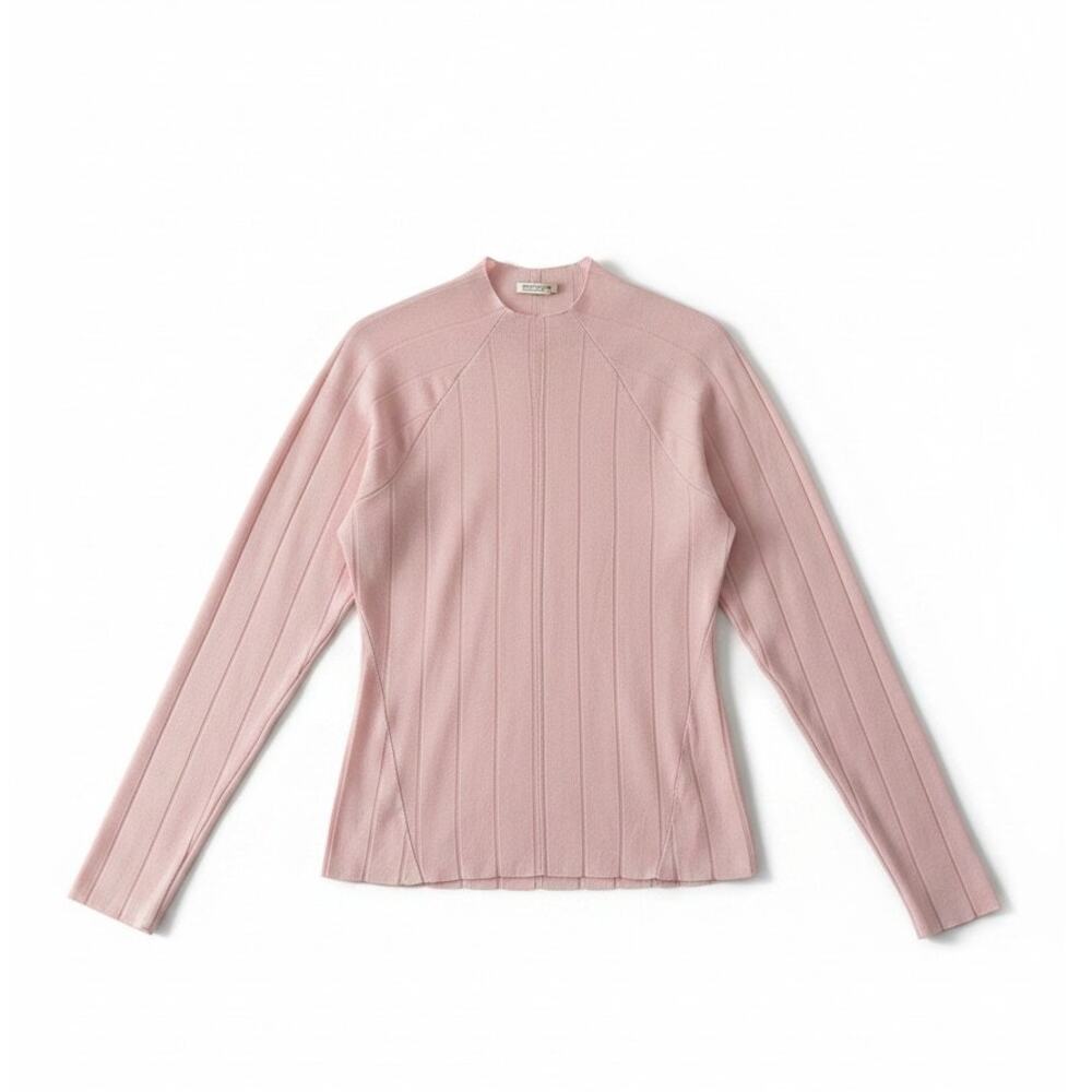 Free People Intimately Pink Ribbed Mock Neck Long Sleeve Top L